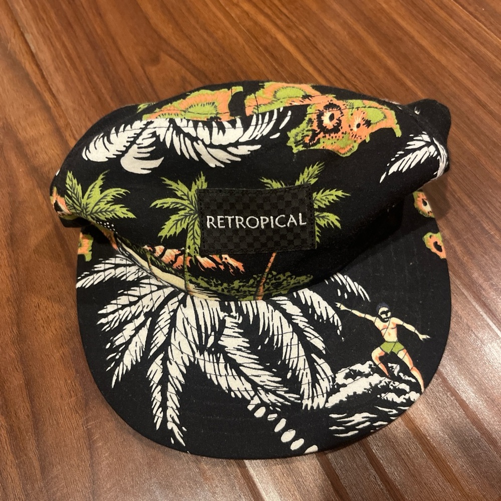 Black Tropical Print Hat